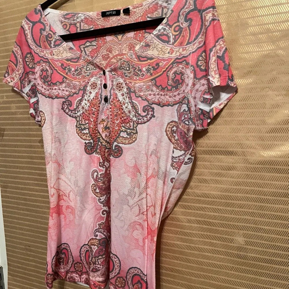 APT 9~ BOHO PULLOVER~ PINK BLOUSE~DECORATIVE~XL - Picture 5 of 8